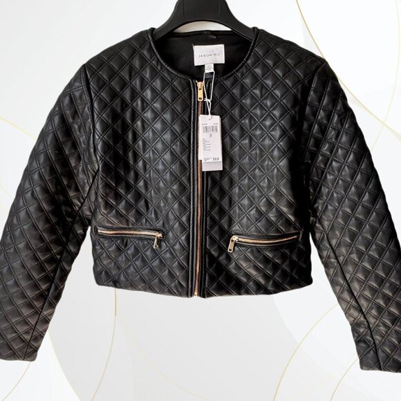 NWT Jason Wu Quilted Faux Leather Zip Front Jacket - Picture 1 of 12